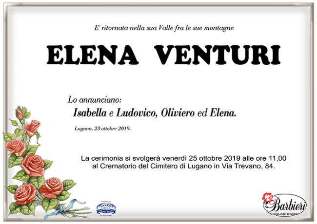 annuncio Venturi Elena
