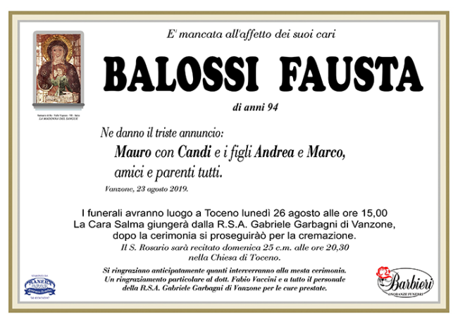 annuncio Balossi Fausta
