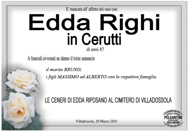 da sabato RIGHI