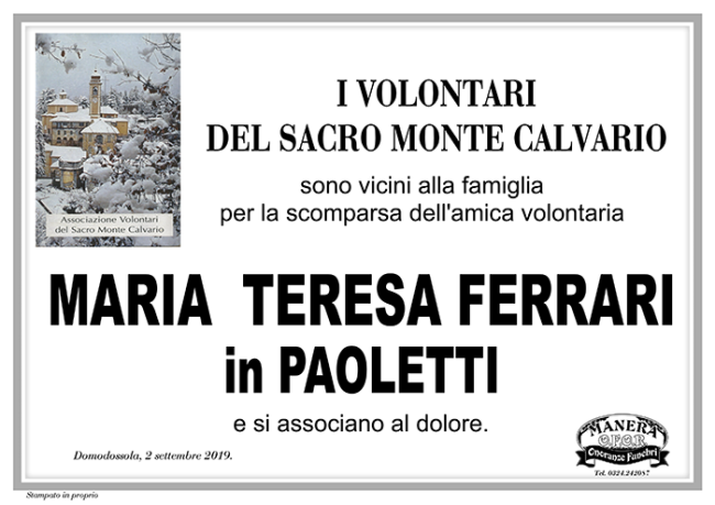 ferrari VOLONTARI SACRO MONTE CALVARIOFerrari Maria Teresa