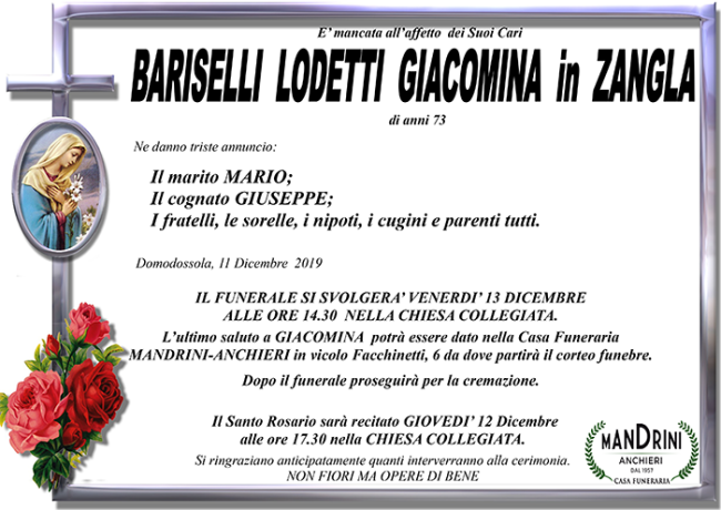funebre BARISELLI LODETTI GIACOMINA