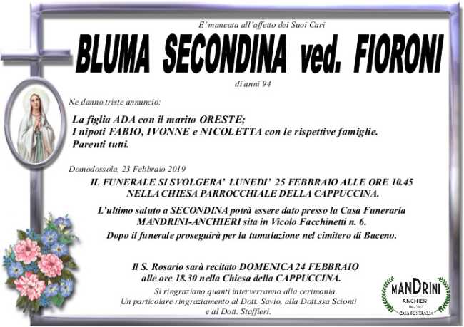 funebre BLUMA SECONDINA