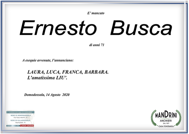 funebre BUSCA ERNESTO