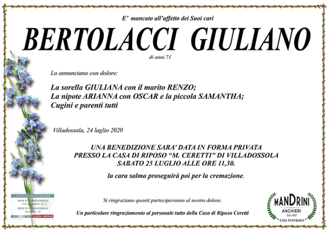 funebre Bertolacci Giuliano