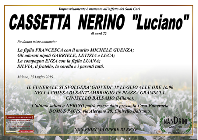 funebre CASSETTA NERINO