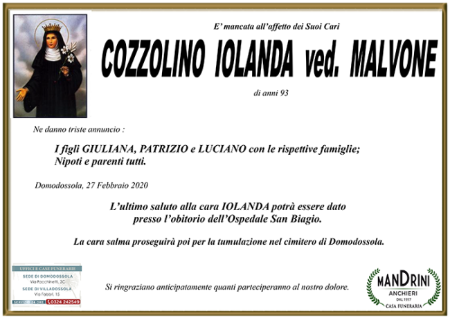funebre COZZOLINO IOLANDA