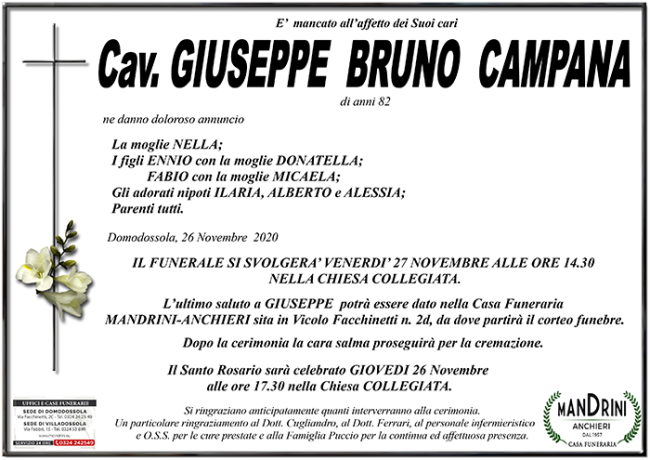 funebre GIUSEPPE BRUNO CAMPANA