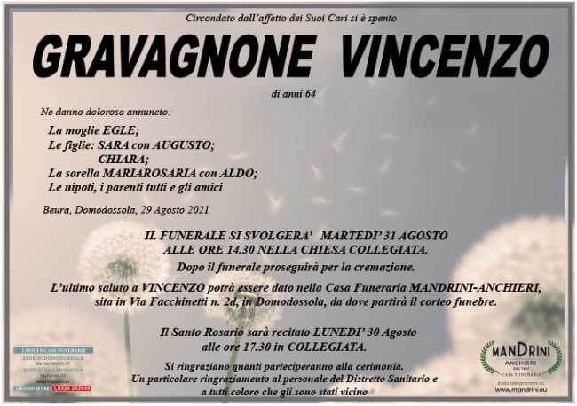 funebre GRAVAGNONE VINCENZO