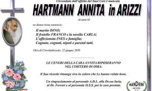funebre HARTMANN ANNITA in ARIZZI