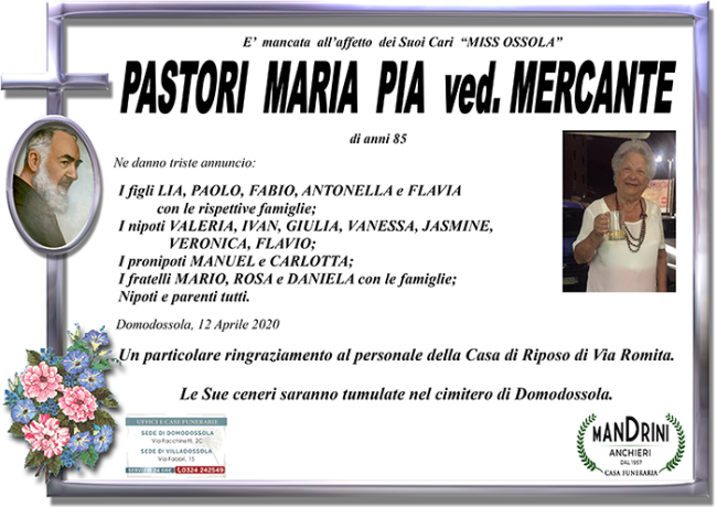 funebre PASTORE MARIA