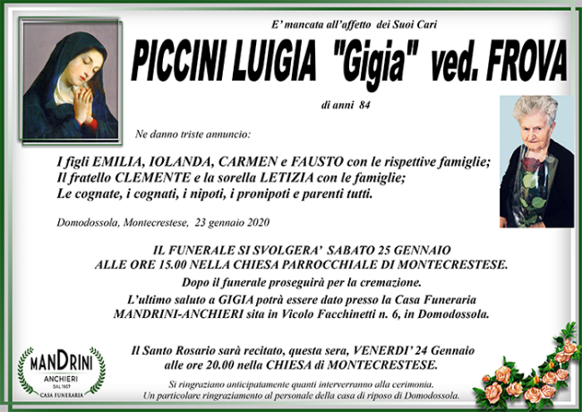 funebre PICCINI LUIGIA