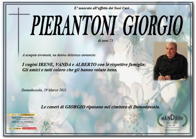 funebre PIERANTONI GIORGIO