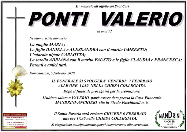 funebre PONTI VALERIO