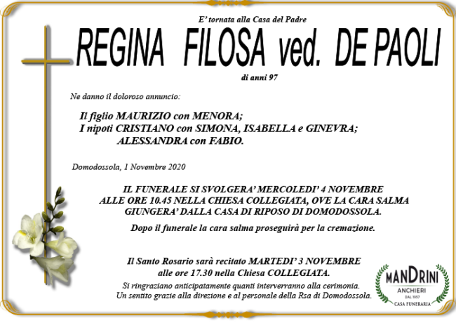 funebre REGINA FILOSA de paoli