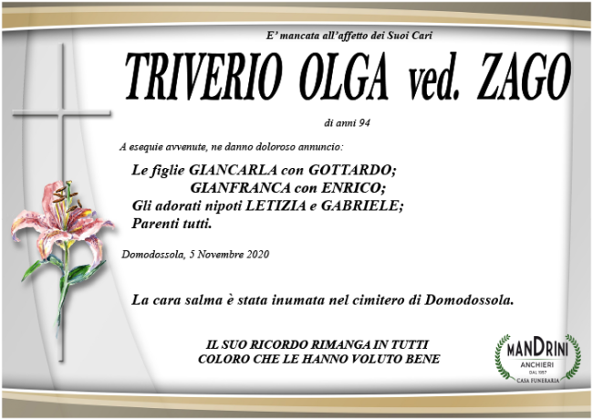 funebre TRIVERIO OLGA zago