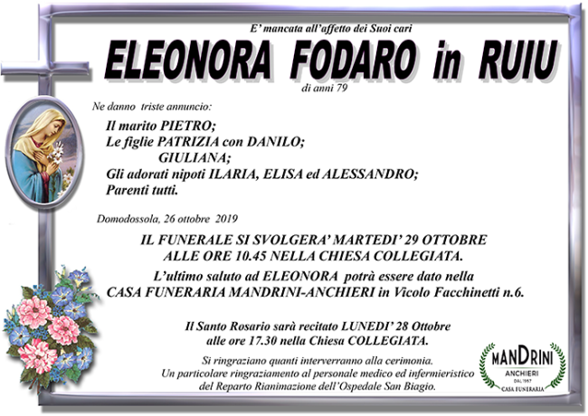 funebre per ELEONORA FODARO