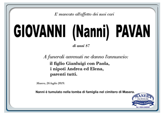 giovanni nanni Pavan