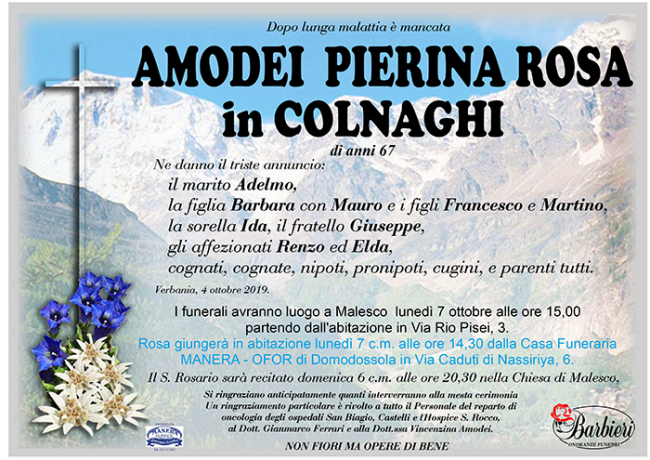 lutto Amodei Pierina