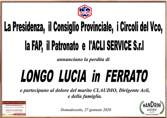 partecipazione ACLI per LONGO Lucia