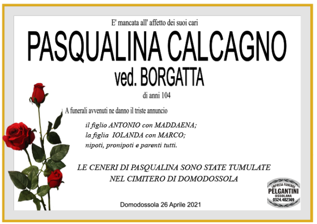 pasqualina borgatta CALCAGNO