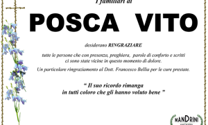 ringraziamento POSCA VITO