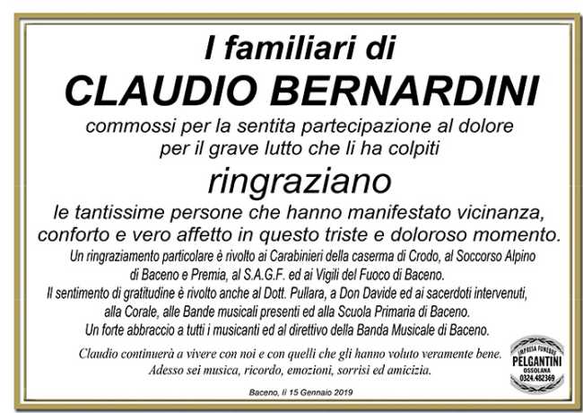 ringraziamento bernardini