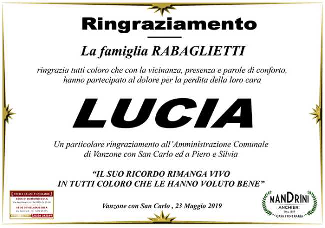 ringraziamento falcioni