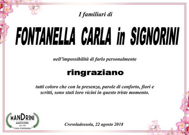 ringraziamento fontanella
