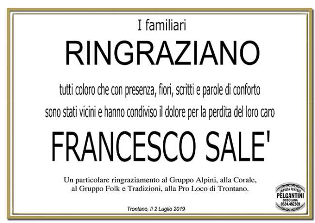 ringraziamento francesco sale