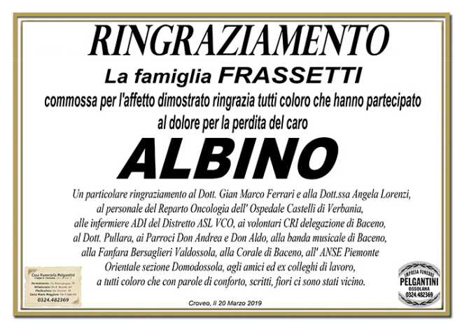 ringraziamento frassetti