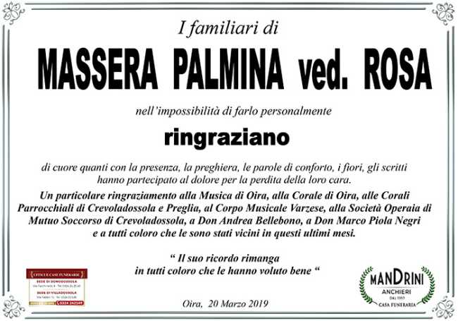 ringraziamento massera palmina