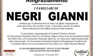 ringraziamento negri gianni