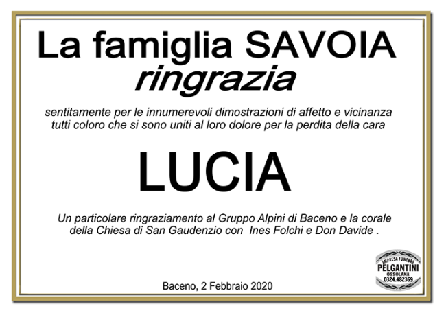 ringraziamento savoia PELFINI1