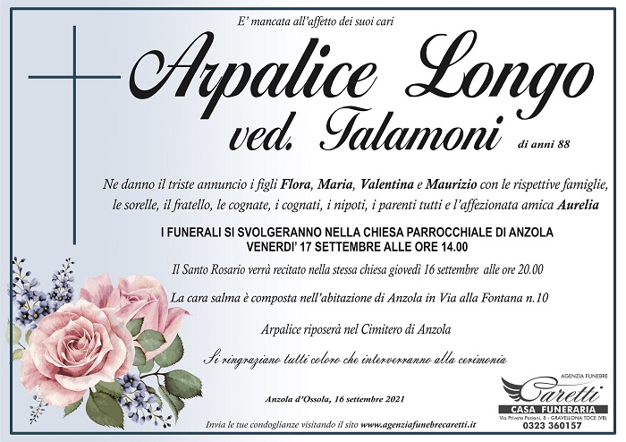 Arpalice Longo ved. Talamoni