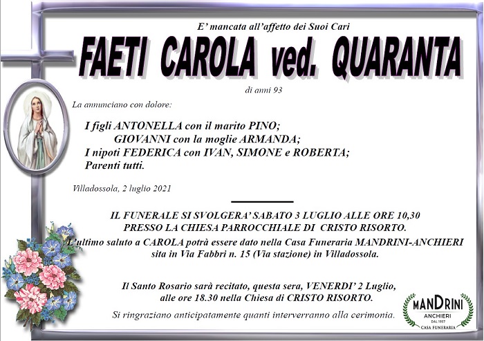 FAETI CAROLA ved. QUARANTA