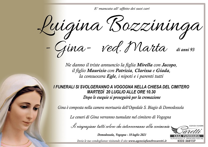 Luigina Bozzininga Gina ved. Marta