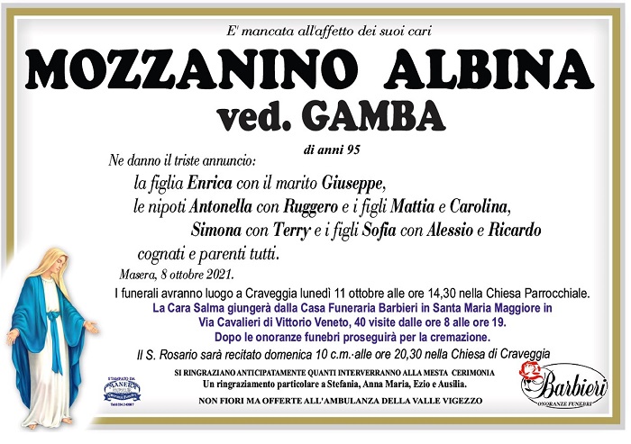 Mozzanino Albina ved. Gamba