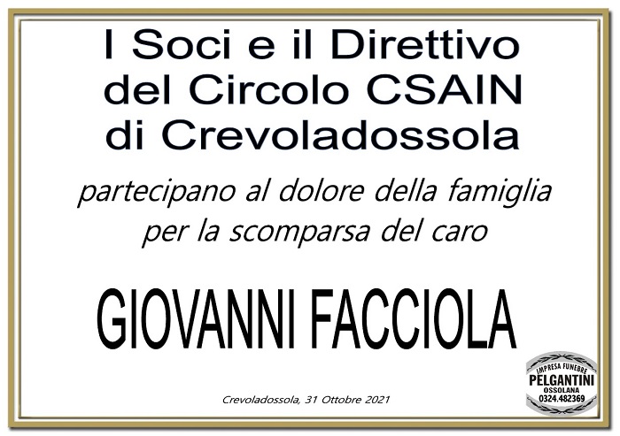 Partecipazione Circolo CSAIN Crevoladossola per Giovanni Facciola