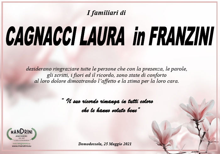 RINGRAZIAMENTO CAGNACCI LAURA