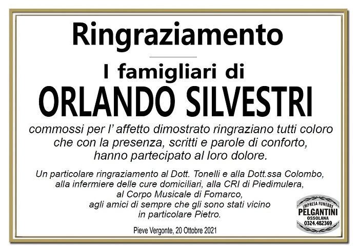 Ringraziamenti per Orlando Silvestri