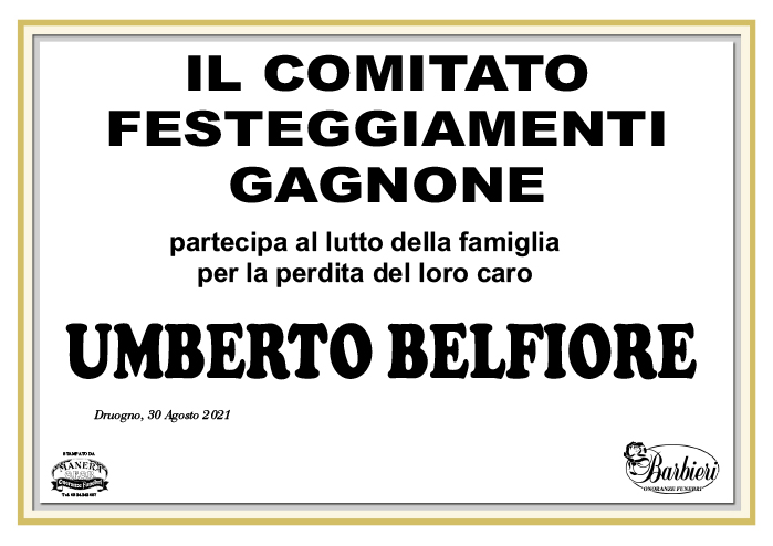 belfiore COMITATO FESTEGGIAMENTI GAGNONE Umberto Belfiore