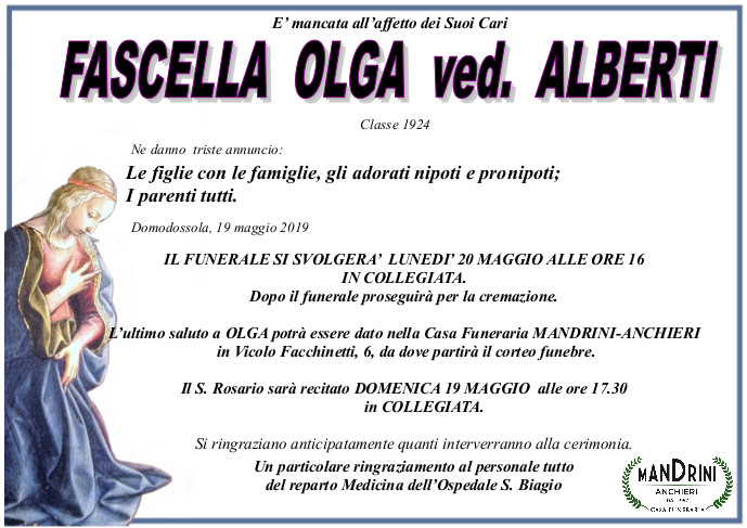 funebre FASCELLA OLGA
