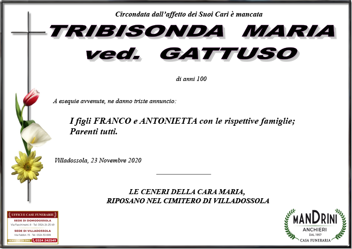 funebre TRIBISONDA MARIA