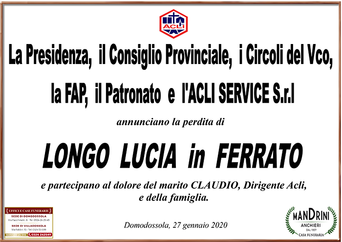 partecipazione ACLI per LONGO Lucia