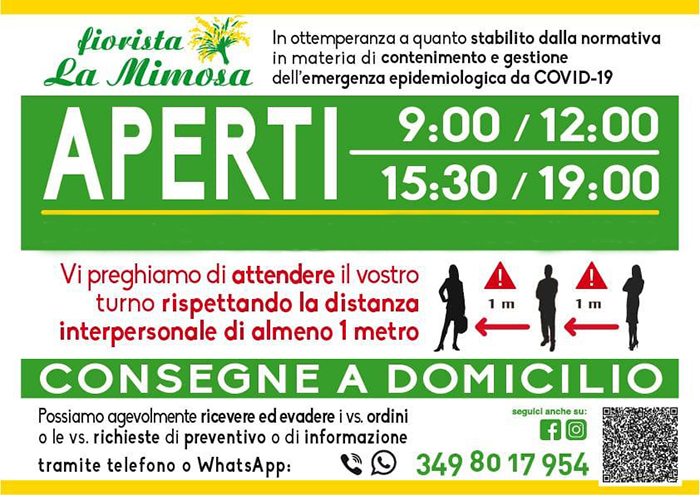 banner quadrato mimosa aperti covid