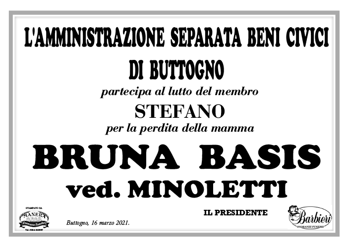 AMM.NE SEPARATA BENI CIVICI Buttogno LUTTO BASIS BRUNA