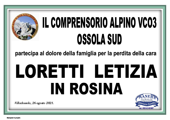 COMPRENSORIO ALPINI DI CACCIA per Loretti Letizia