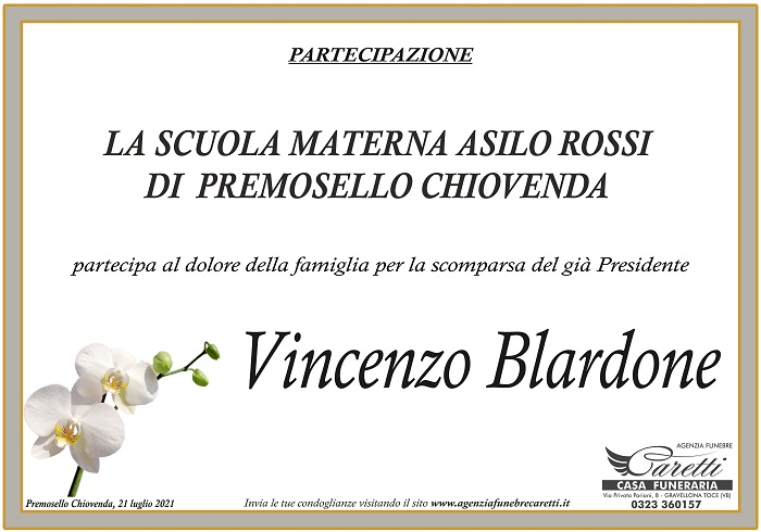 Partecipazione Asilo Rossi Premosello per Vincenzo Blardone