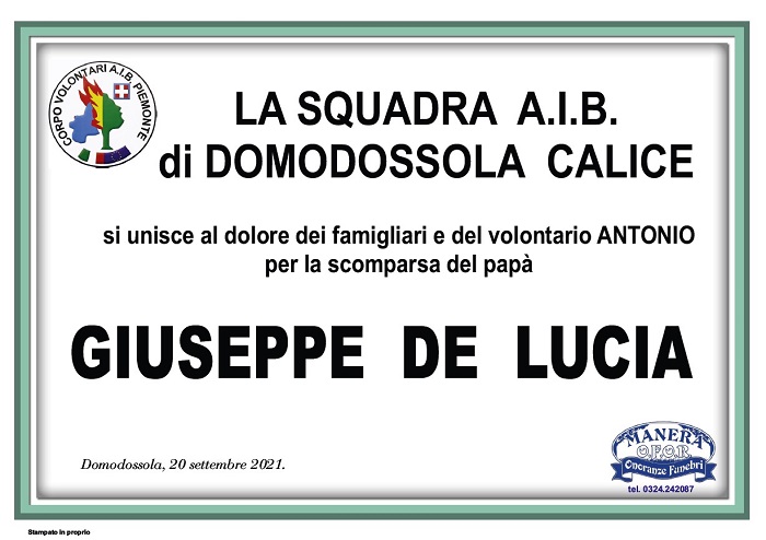Partecipazione Squadra AIB Domodossola per Giuseppe De Lucia