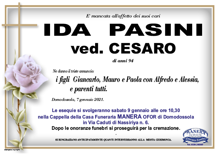 cesaro annuncio Ida Pasini